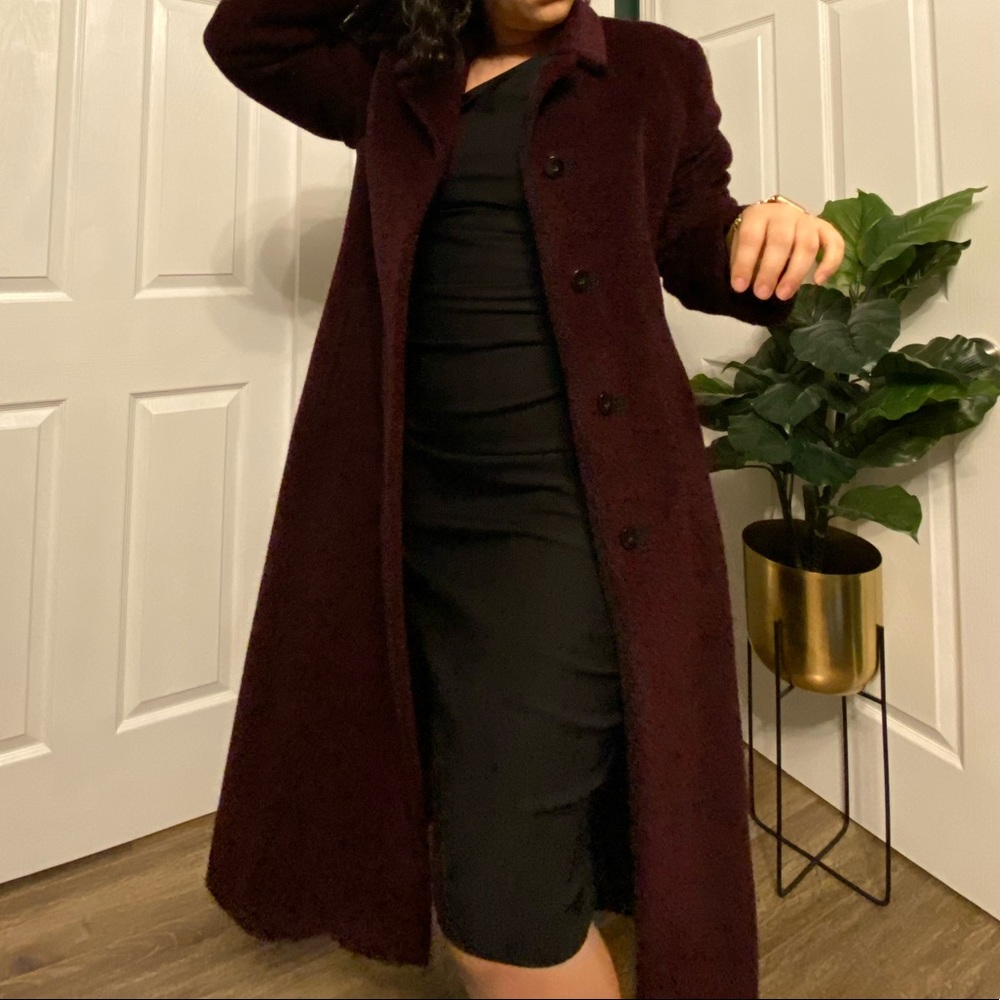 Vintage Burgundy Wool Winter Coat